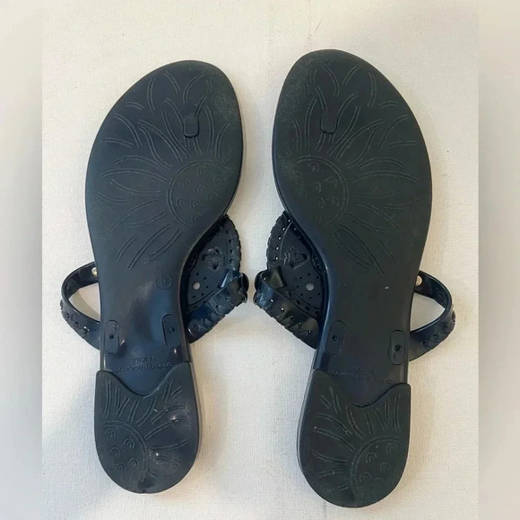 Women's 9 Jack Rogers Georgica Thong Jelly Sandals Navy Blue Gingham White - Picture 3 of 5